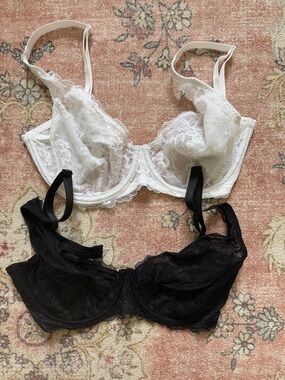 Lace Underwire Bra - 2 pack/ 36DDD White and Black